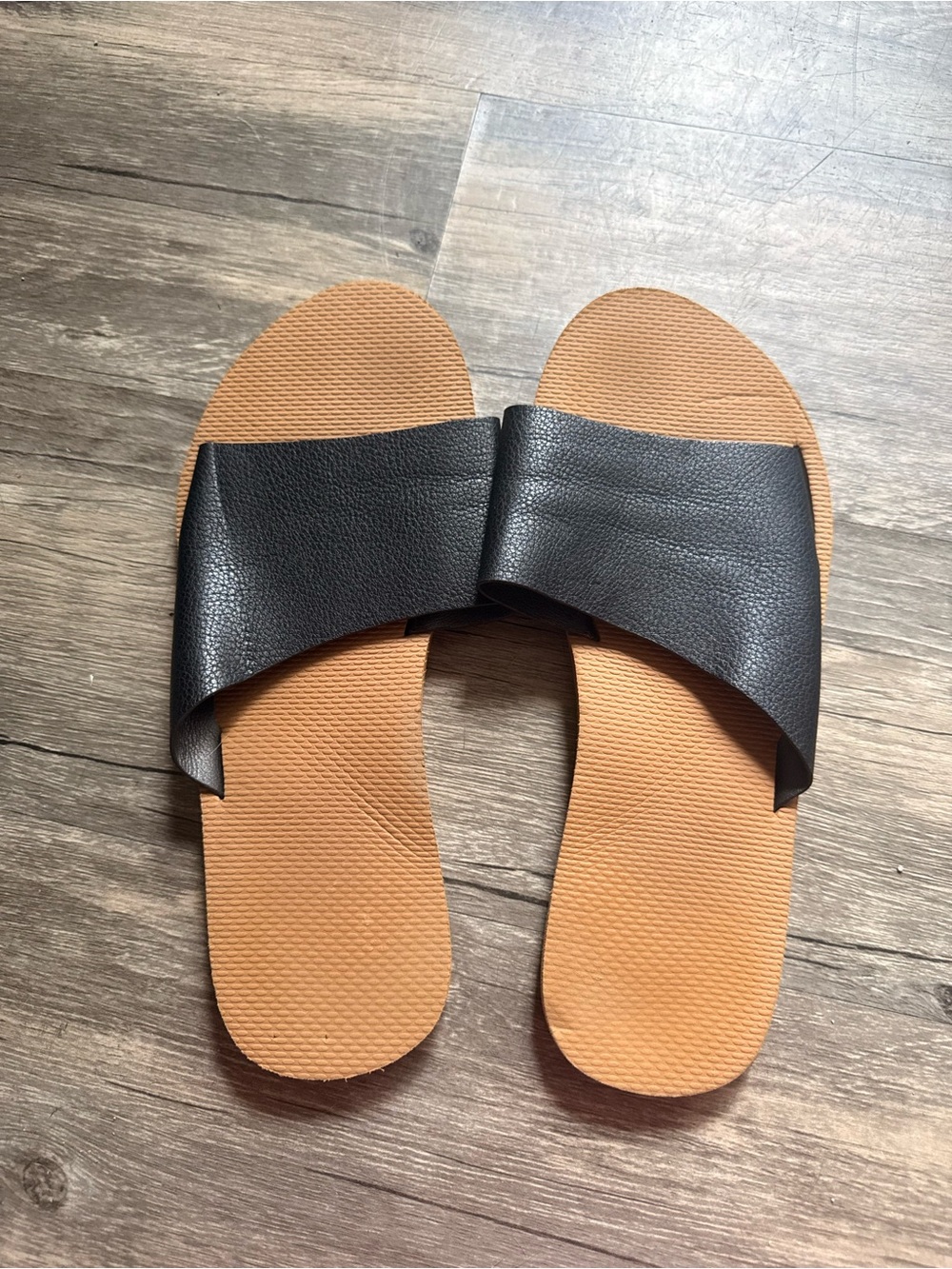 Target Black Slide Sandals with Tan Footbed